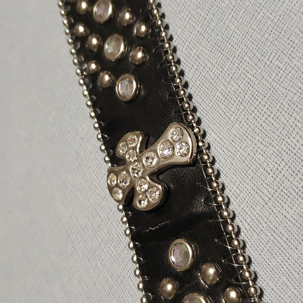 Womens Geniune Leather Western Rhinestone Belt - Picture 3 of 7